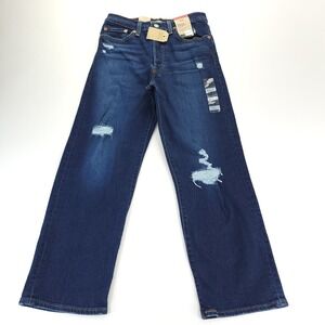 Levis Ribcage Straight Ankle Jeans Womens 27x27 Blue Dark Wash  Distressed ~1